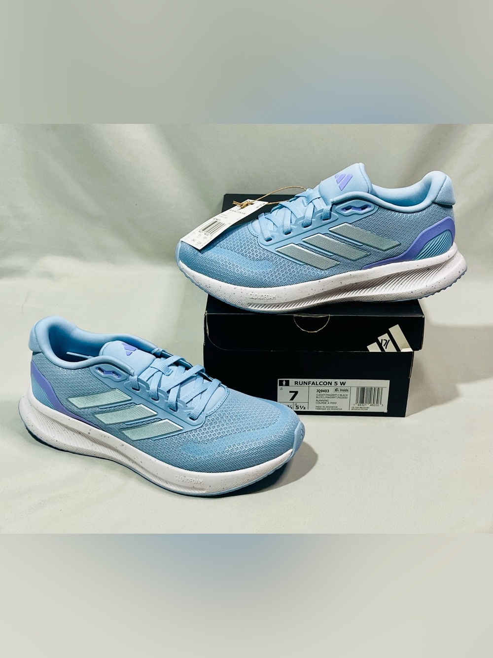 adidas Runfalcon Women's Athletic Shoes - Sky Blue with Lavender Accents
